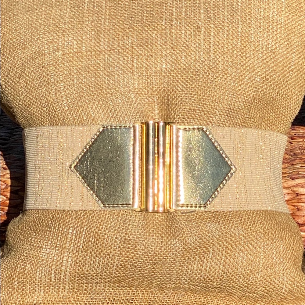 Bebe Stretch Gold Shimmer Belt